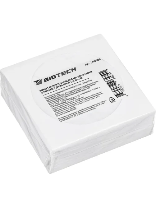 Конверт BigTech (YDE-80G) CD-R 80G для оптич.диска бел 100шт/уп