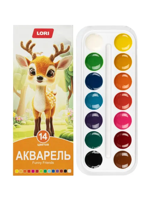 Краски акварельные FUNNY FRIENDS, 14 цветов, б/к Ааф-004 набор