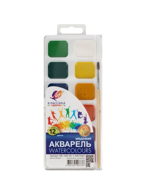 Краски акварельные Луч Классика 12 цв., с кистью, 19С 1287-08