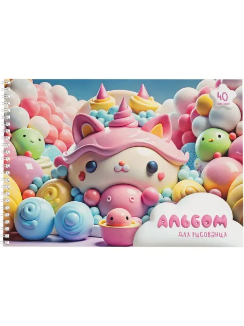 Альбом для рисования Комус Класс Sweet,А4,40л,спираль,в асс,2шт/уп