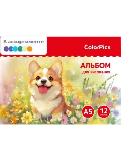 Альбом для рисования Комус Класс ColorPics, А5, 12 листов, скрепка в асс