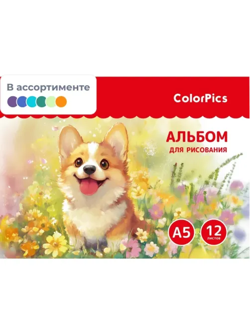Альбом для рисования Комус Класс ColorPics, А5, 12 листов, скрепка в асс