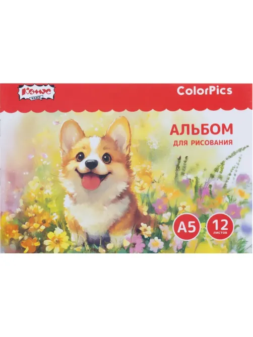 Альбом для рисования Комус Класс ColorPics, А5, 12 листов, скрепка в асс