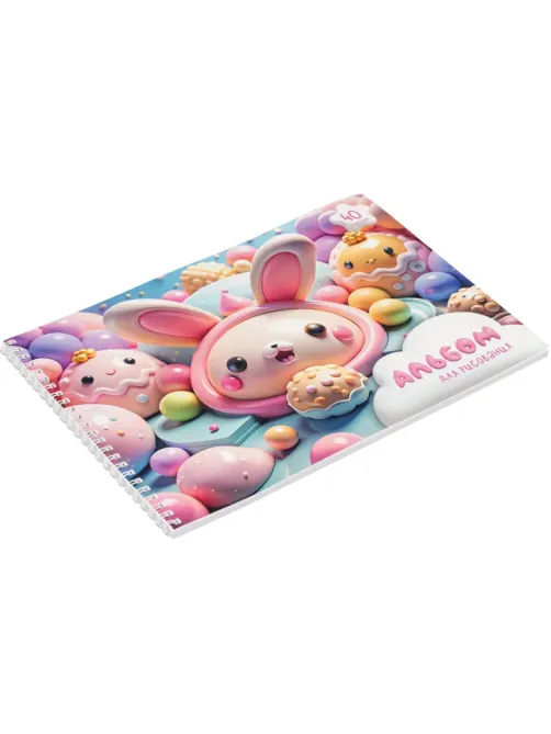 Альбом для рисования Комус Класс Sweet,А4,40л,спираль,в асс,2шт/уп