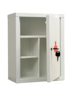 Аптечка металлическая ПРАКТИК AMD-39  белая, ключ. зам, 300х160х390