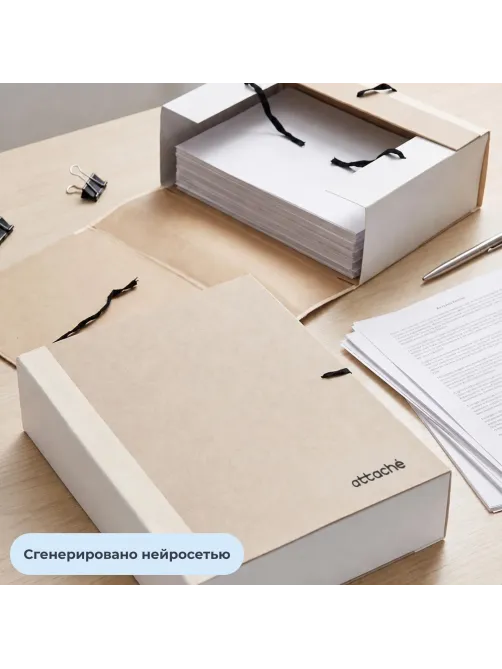 Папка архивная крафт/коленкор ATTACHE 12см 4 завязки
