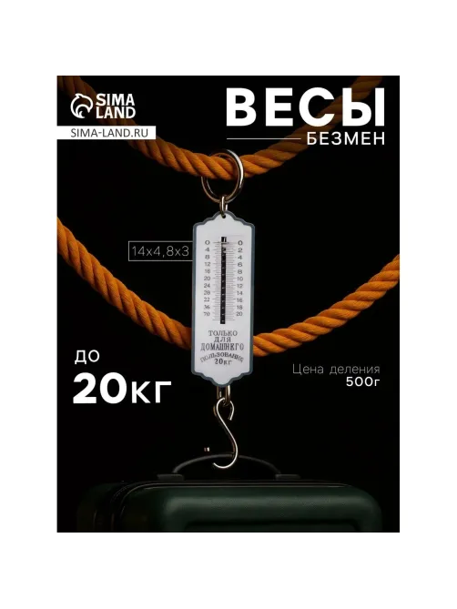 Весы -безмен Luazon, механические, до 20 кг, цена деления 500 г, синие