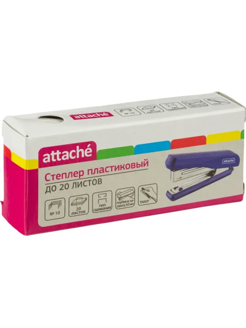 Степлер Attache PSBL1020 (№10) до 20 лист., пластик/металл, синий