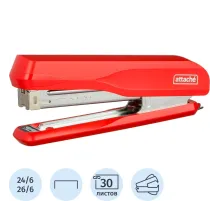 Степлер Attache MSR2430 (№24/6-26/6) до 30 лист.,металл, красный
