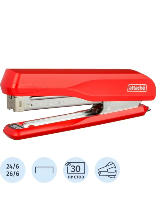 Степлер Attache MSR2430 (№24/6-26/6) до 30 лист.,металл, красный