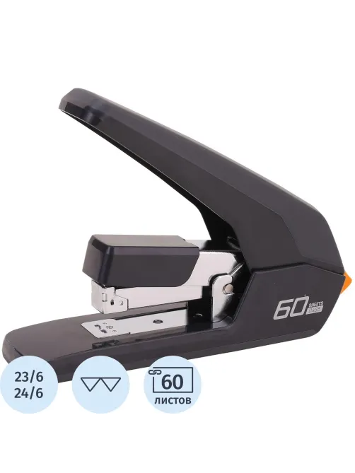 Степлер Deli E0465BLACK Expert 24/6 26/6 23/6 23/8 23/10(60л)сниж усил черн