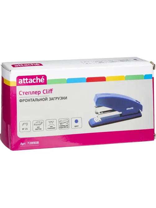 Степлер Attache (№23/6, 23/8, 23/10) до 60л.,энергосбер.,мощный,пластик,син