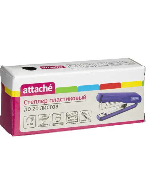 Степлер Attache PSBK1020 (№10) до 20 лист., пластик/металл, чёрный