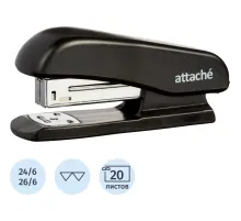 Степлер Attache до 20 листов, на 24/6, 26/6 пластик, чёрный