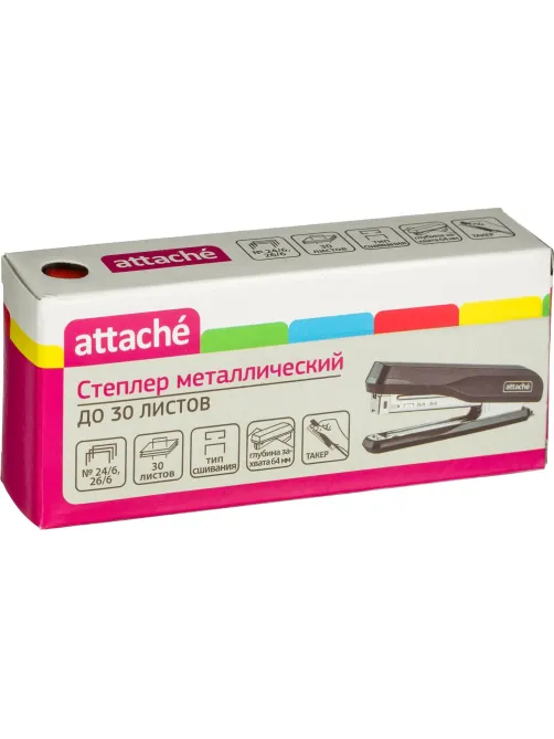 Степлер Attache MSR2430 (№24/6-26/6) до 30 лист.,металл, красный