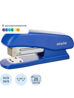 Степлер Attache Eco до 20 лист, цв. в ассорт. (черн,синий,зел), №24/6, 26/6
