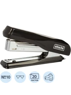 Степлер Attache PSBK1020 (№10) до 20 лист., пластик/металл, чёрный