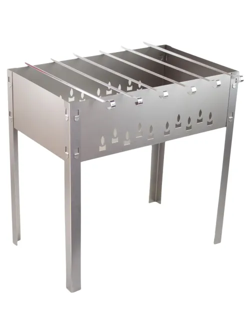 Мангал Grillkoff Стандарт 50x30x50 см, сталь 0,6 мм, 6 угл.шамп 40 см, 8