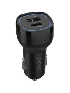 Зарядное устройство автомобильное PERO AC05 USB-A QC3.0/USB-C PD/38W/черное
