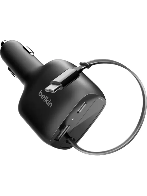 Зарядное устройство Belkin (CCC001hqBK)авто BoostCharge 75W USB-C&A+каб чер