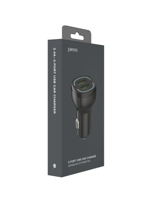 Зарядное устройство автомобильное PERO AC04 2USB 2.4A AUTOMAX, черное