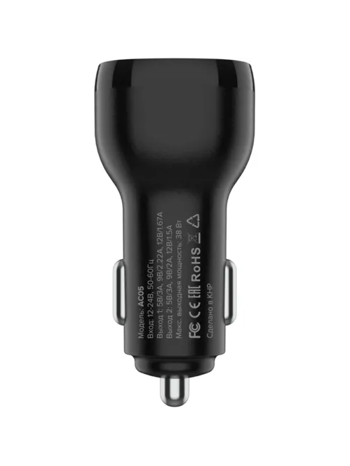 Зарядное устройство автомобильное PERO AC05 USB-A QC3.0/USB-C PD/38W/черное