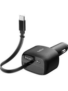 Зарядное устройство Belkin (CCC001hqBK)авто BoostCharge 75W USB-C&A+каб чер