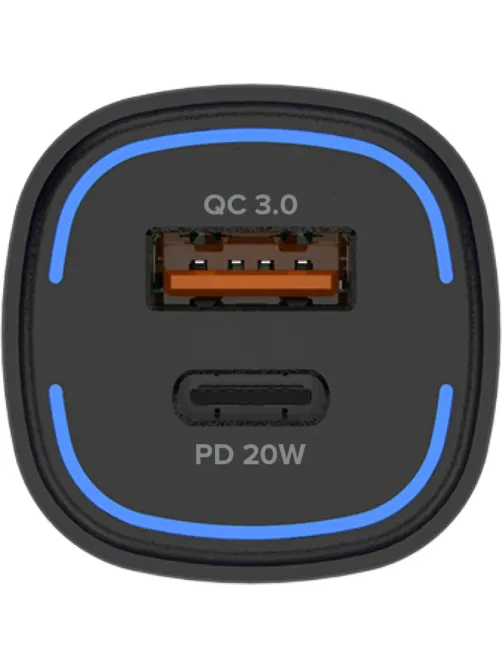 Зарядное устройство автомобильное PERO AC05 USB-A QC3.0/USB-C PD/38W/черное