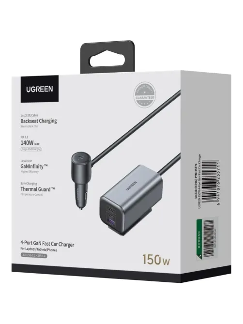 Зарядное устройство Ugreen EC706 (35571)авто;150W 4-PortGaN+USB-A+USB-C сер