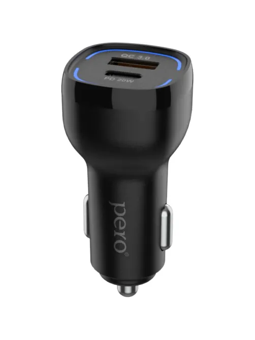 Зарядное устройство автомобильное PERO AC05 USB-A QC3.0/USB-C PD/38W/черное