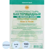 Лейкопластырь бакт. 6х10см неткан Leiko 100шт/уп