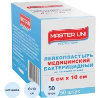 Лейкопластырь бакт. 6х10см неткан Master Uni 50шт/уп