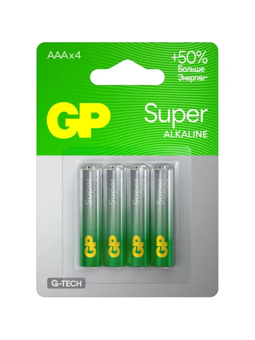 Батарейка GP Super AAA/LR03/24A 24A-2CR4/24AA21-2CRSBC4 алкалин., бл/4