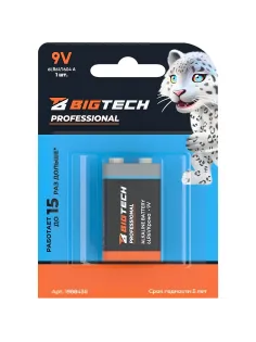 Батарейка BigTech Professional 6LR61/Крона 9V/1604A алкалин. бл/1шт