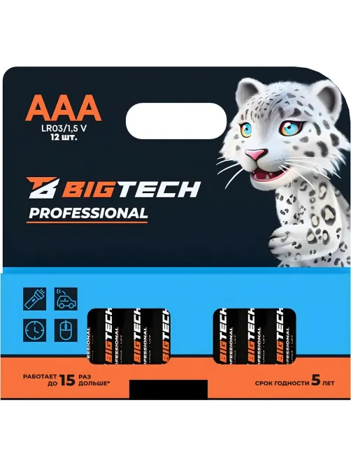Батарейка BigTech Professional ААA/LR03 уп/12шт