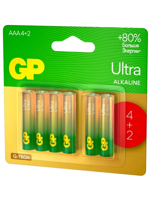 Батарейка GP Ultra AAА, бл/6шт 24AU4/2-2CR6 / 15AUA214/2-2CRSBC6