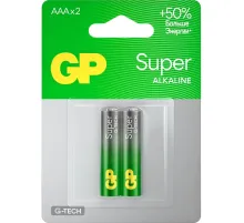 Батарейка GP Super AAA/LR03/24A 24A-2CR2/14AA21-2CRSBC2 алкалин. бл/2