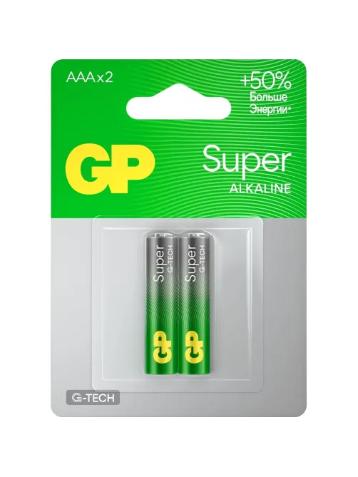 Батарейка GP Super AAA/LR03/24A 24A-2CR2/14AA21-2CRSBC2 алкалин. бл/2