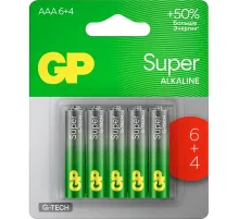 Батарейка GP Super AAA/LR03 24A6/4-2CR10/GP24AA216/4-2CRSBC10  10шт/уп(6+4)