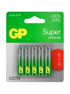 Батарейка GP Super AAA/LR03 24A6/4-2CR10/GP24AA216/4-2CRSBC10  10шт/уп(6+4)