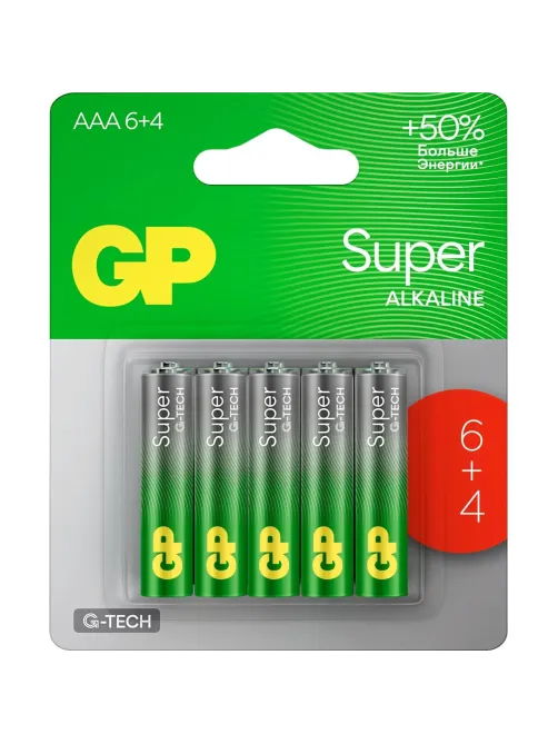 Батарейка GP Super AAA/LR03 24A6/4-2CR10/GP24AA216/4-2CRSBC10  10шт/уп(6+4)