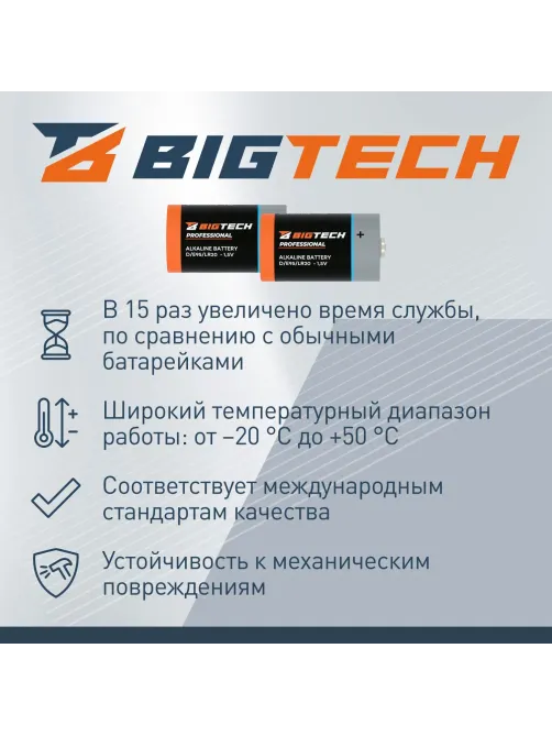 Батарейка BigTech Professional D/E95/LR20 бл/2шт