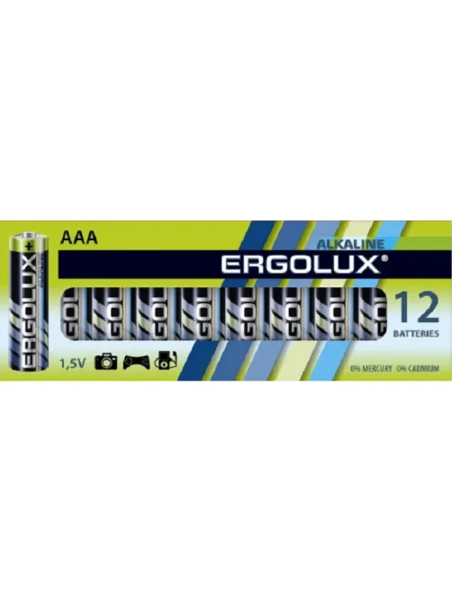 Батарейка Ergolux AAA/LR 03 Alkaline BP-12 (LR 03 BP-12, 1.5В)(12 шт в уп.)