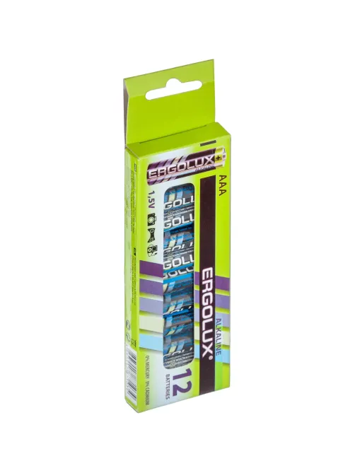 Батарейка Ergolux AAA/LR 03 Alkaline BP-12 (LR 03 BP-12, 1.5В)(12 шт в уп.)