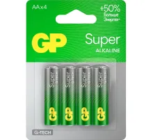 Батарейка GP Super AA/LR6/15A алкалин., GP15A - 2CR4,бл/4шт