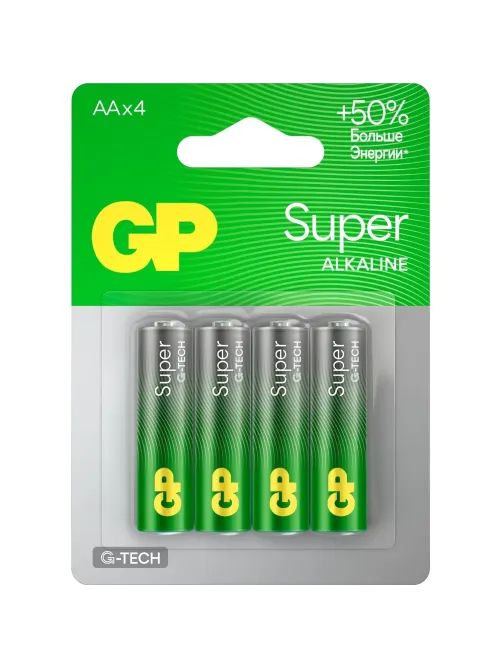 Батарейка GP Super AA/LR6/15A алкалин., GP15A - 2CR4,бл/4шт