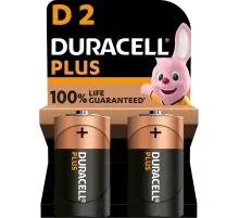 Батарейка Duracell PIus LR20 D BL2 Alkaline 1.5V (2/20) 2шт/уп