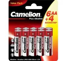 Батарейка Camelion АА Plus Alkaline LR6-BP6+4 пальч.1.5В 10шт/уп