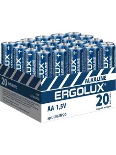 Батарейка Ergolux AA/LR 6 Alkaline BP-20 (LR 6 BP20, 1.5В) (20 шт в уп.)