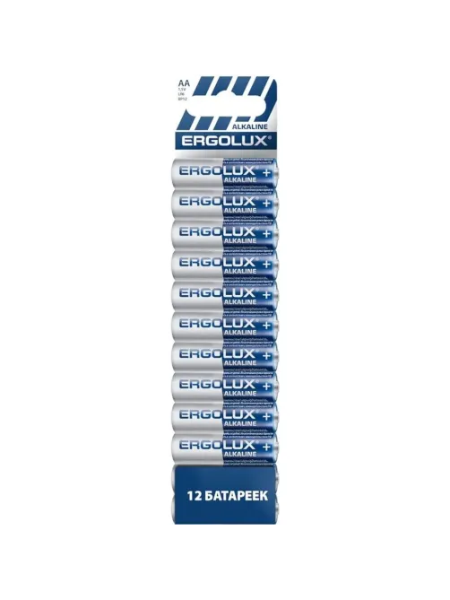 Батарейка Ergolux Alkaline BP12 AA LR6 (ПРОМО, AA LR6 BP12,1.5В) 12 шт/уп